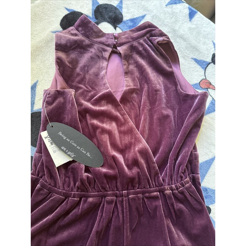 Ava & Yelly Nordstrom Girls Size 14 Mock Neck Velour Jumpsuit Purple Elegant NWT - Picture 16 of 16